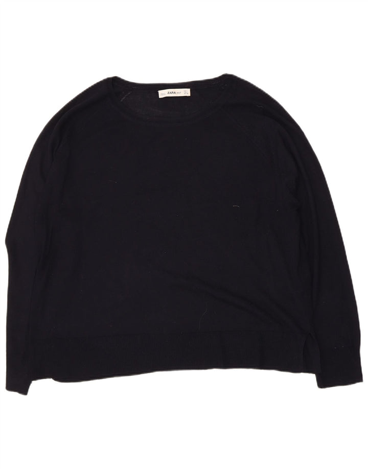 Suéter feminino ZARA com gola canoa Reino Unido 16 grande viscose preta