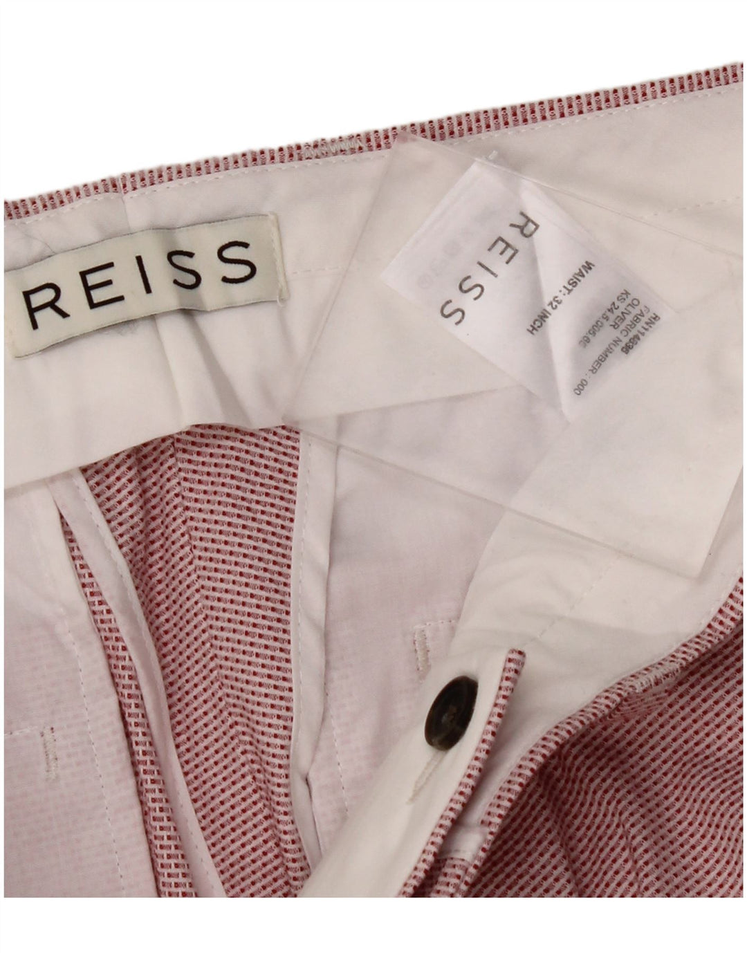 REISS Mens Chino Shorts W32 Médio Algodão Riscas Vermelhas