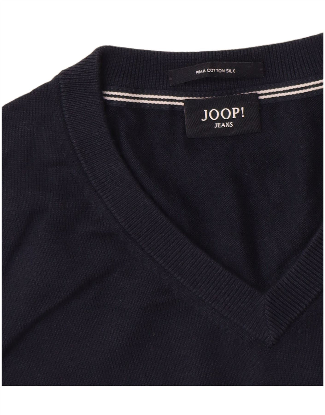 Suéter masculino Joop com decote em V grande algodão azul marinho