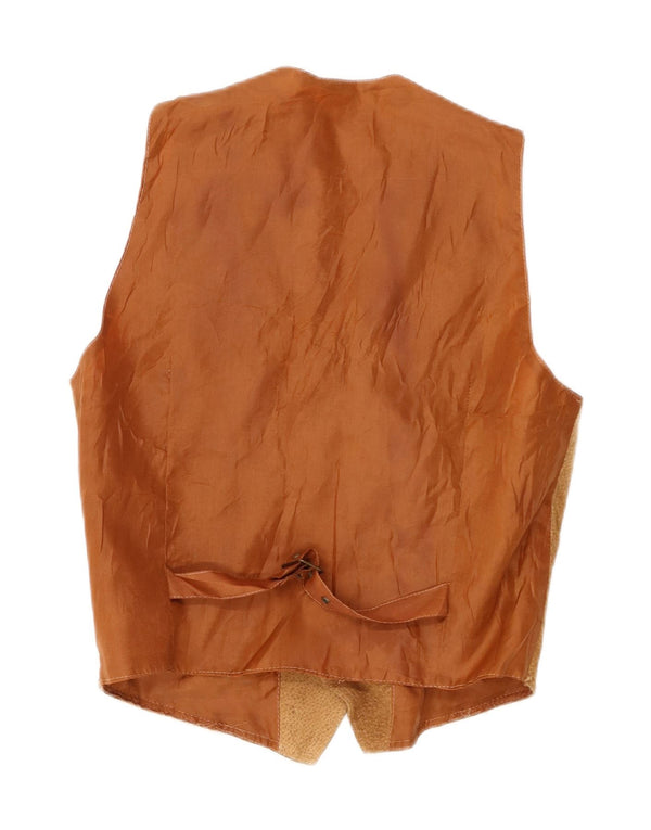 Colete masculino vintage de camurça pequeno couro marrom