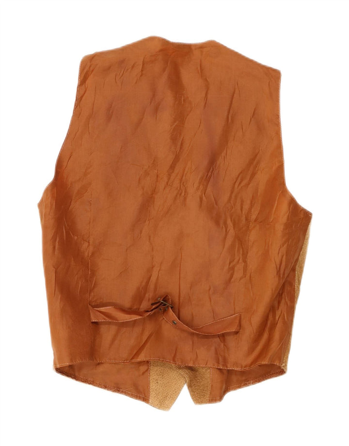 Colete masculino vintage de camurça pequeno couro marrom