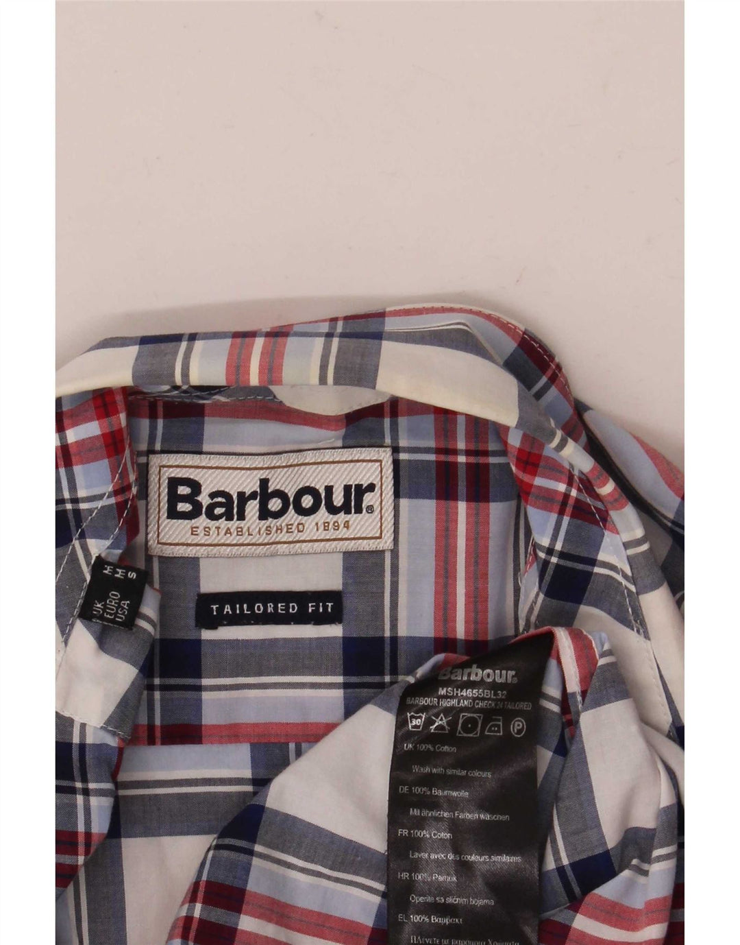 Camisa masculina Barbour Tailored Fit média de algodão xadrez multicolorido