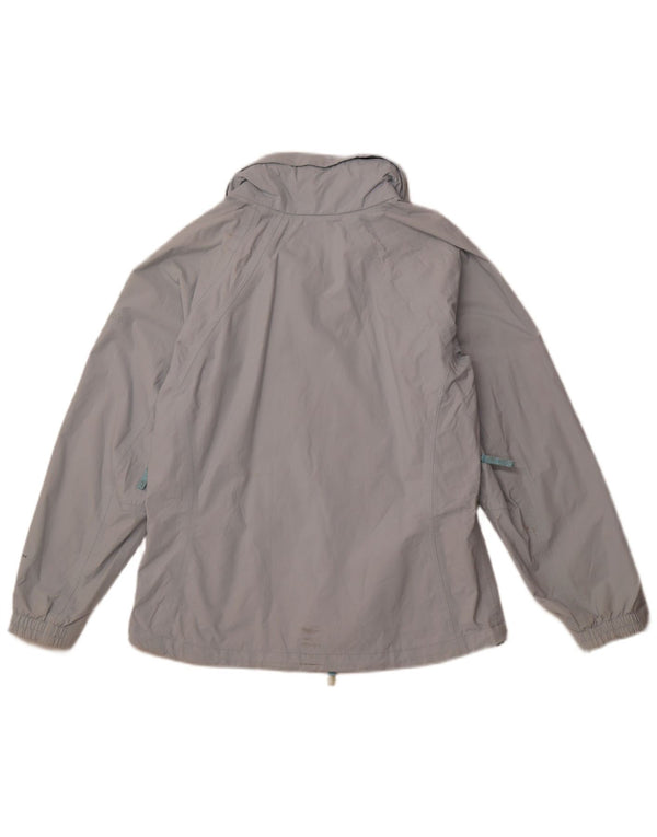 Jaqueta corta-vento feminina COLUMBIA com capuz Reino Unido 14 médio azul nylon esportivo