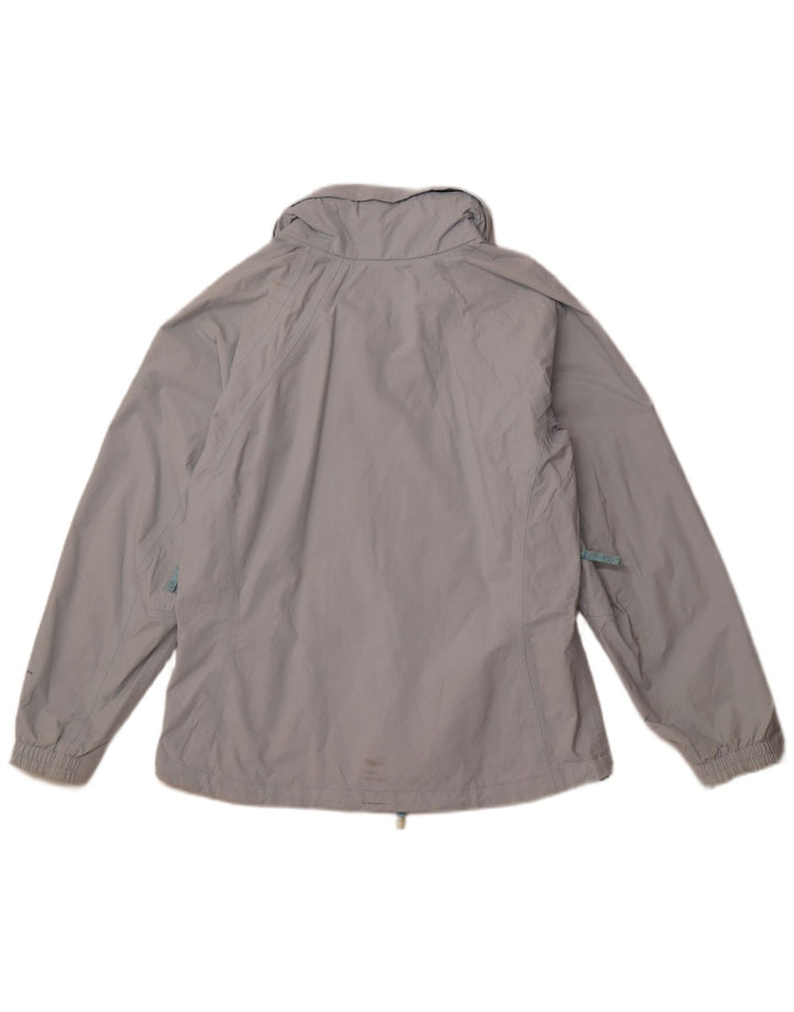 Jaqueta corta-vento feminina COLUMBIA com capuz Reino Unido 14 médio azul nylon esportivo