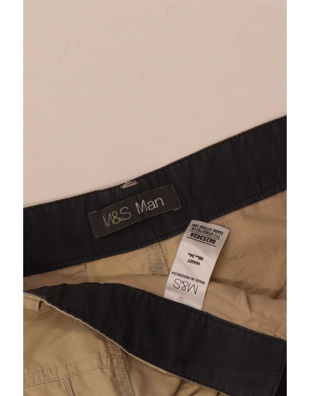 Shorts cargo masculino Marks & Spencer W34 grande algodão bege