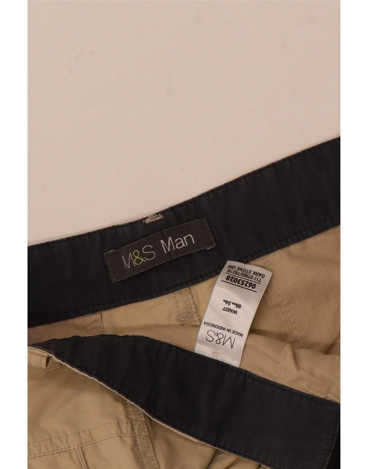 Shorts cargo masculino Marks & Spencer W34 grande algodão bege