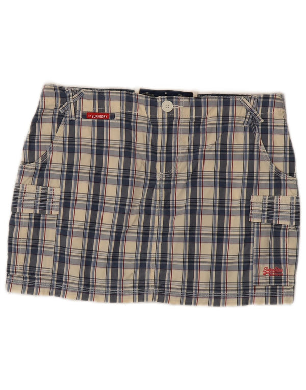 Saia cargo feminina Superdry média W30 algodão xadrez multicolorido