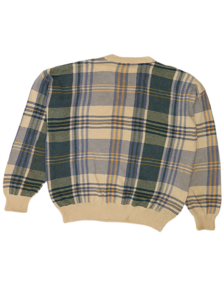 Suéter masculino Nautica com ajuste solto e gola redonda, grande xadrez multicolorido