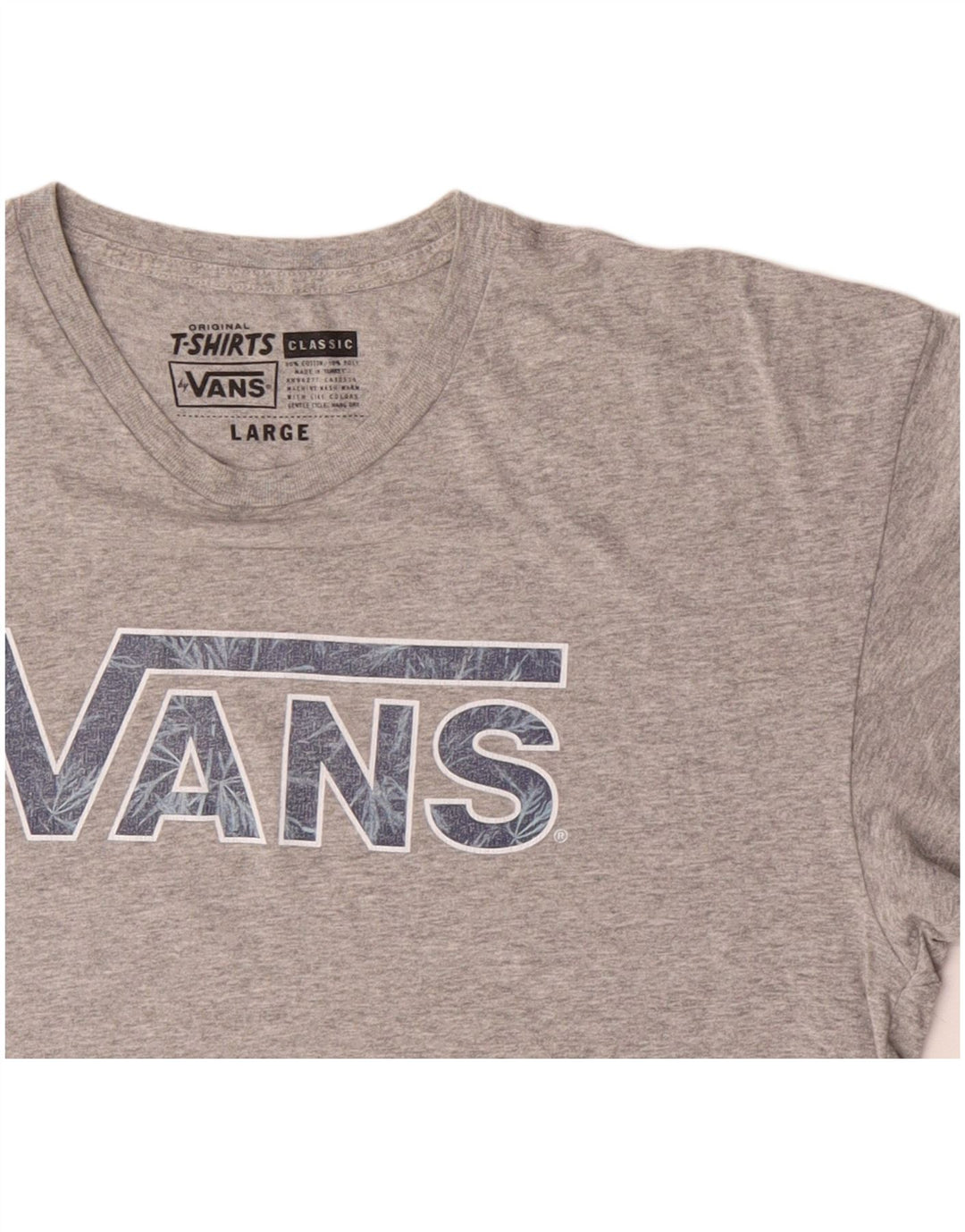 Camiseta masculina VANS Classic Fit gráfica grande algodão cinza