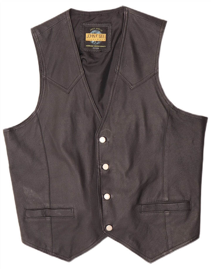 Colete masculino de couro John F Gee grande couro preto