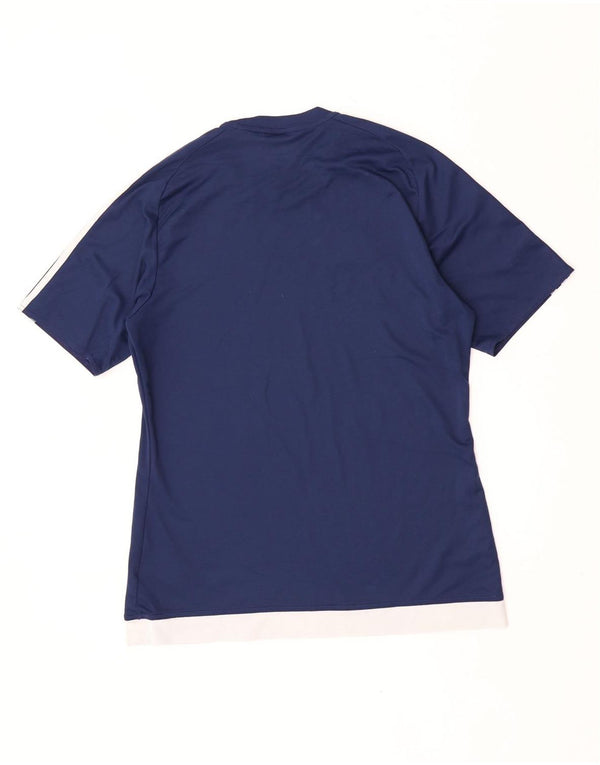Adidas Masculino Climalite Camiseta Top Médio Azul Marinho Colorblock Poliéster