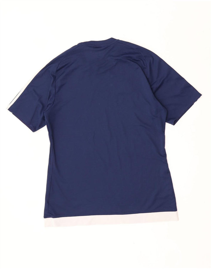 Adidas Masculino Climalite Camiseta Top Médio Azul Marinho Colorblock Poliéster