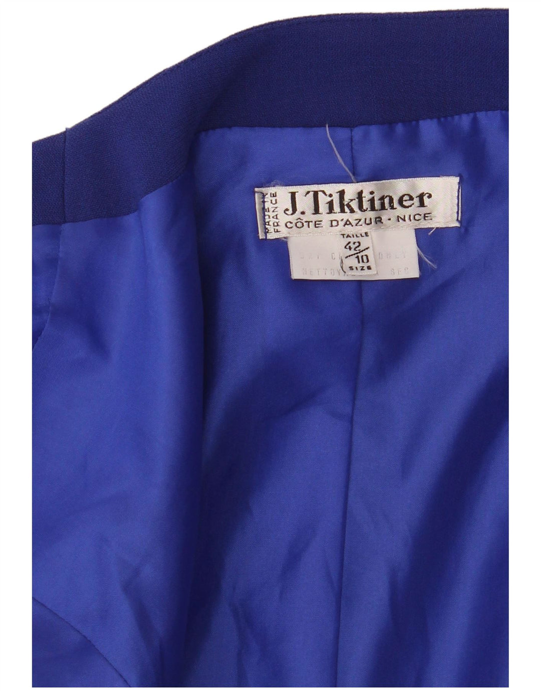 Jaqueta blazer feminina J.TIKTINER cortada com 1 botão UE 42 grande azul marinho