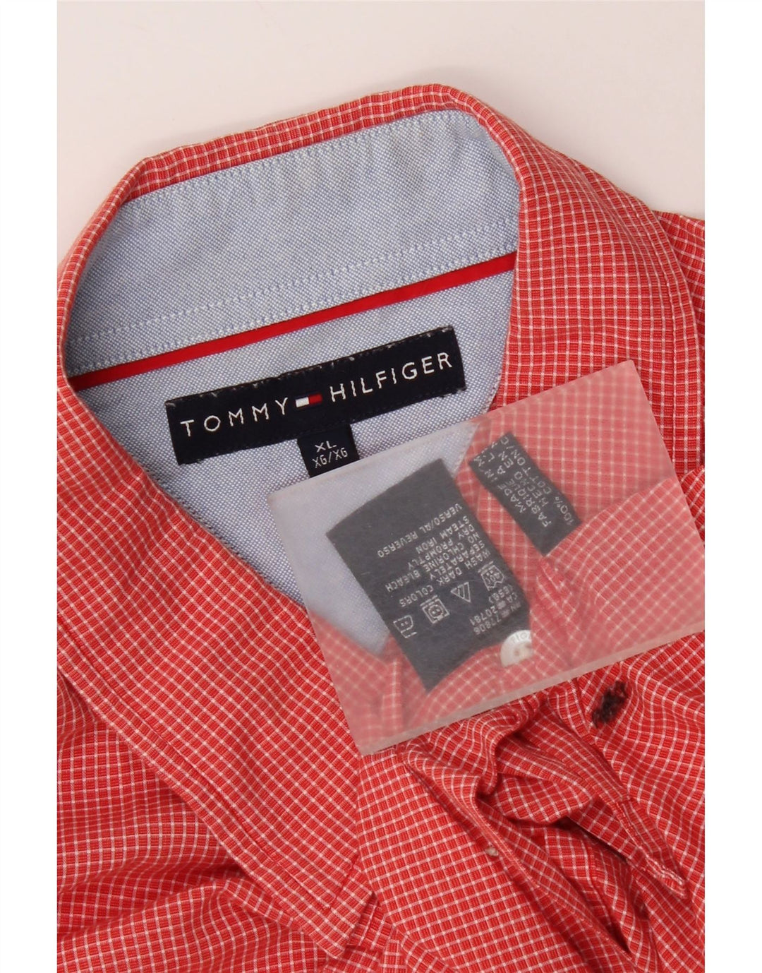 Camisa masculina Tommy Hilfiger XL vermelha algodão guingão