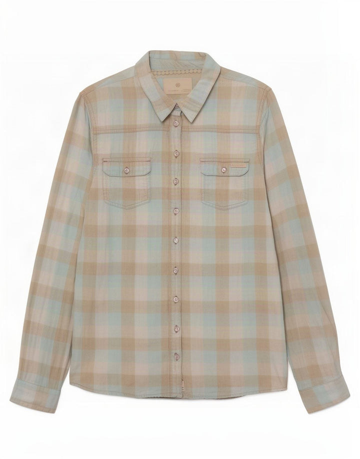 Camisa feminina Weird Fish Reino Unido 16 grande algodão xadrez multicolorido