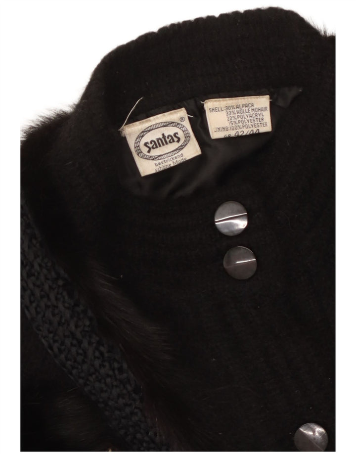 Suéter cardigã feminino VINTAGE com padrão abstrato UE 42/44 grande preto