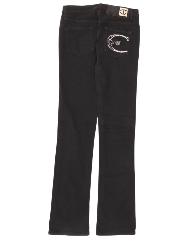 Jeans Just Cavalli feminino com corte gráfico IT 40 pequeno W26 L33 algodão preto
