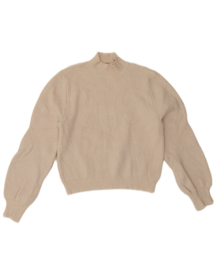 Suéter feminino Zara com gola tartaruga e gola alta, Reino Unido 14, médio, off white, viscose