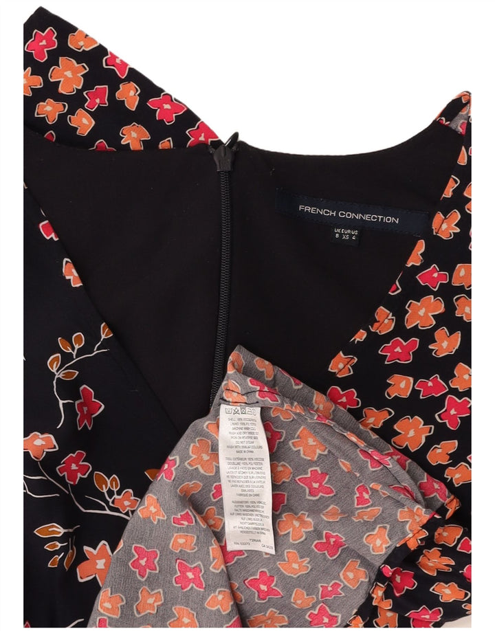 Blusa cropped feminina FRENCH CONNECTION UK 8 pequena azul marinho floral