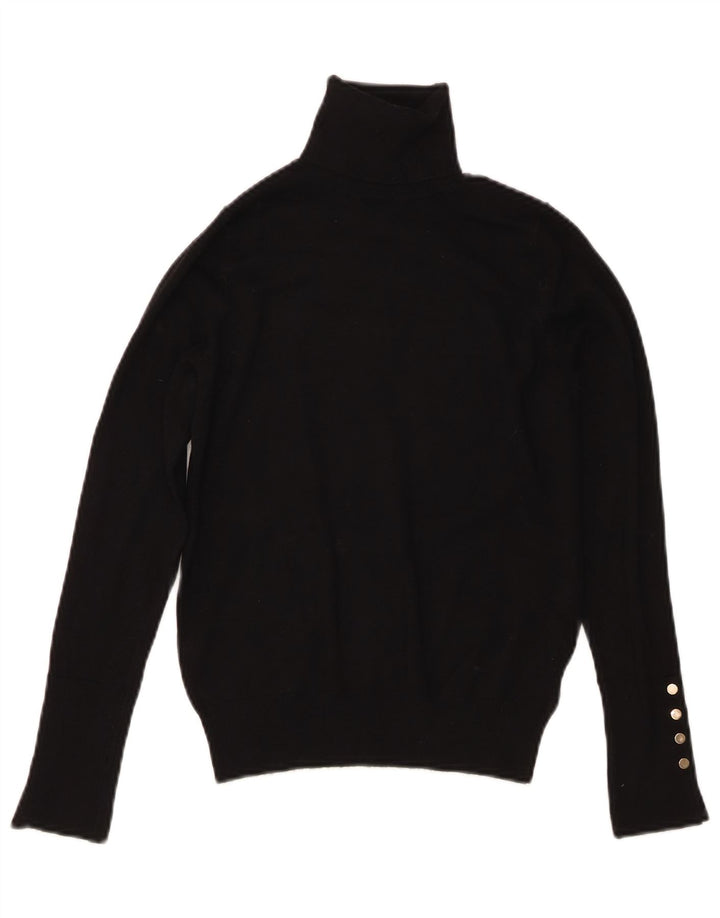 Suéter feminino Zara com gola redonda e viscose preta pequena Reino Unido 10