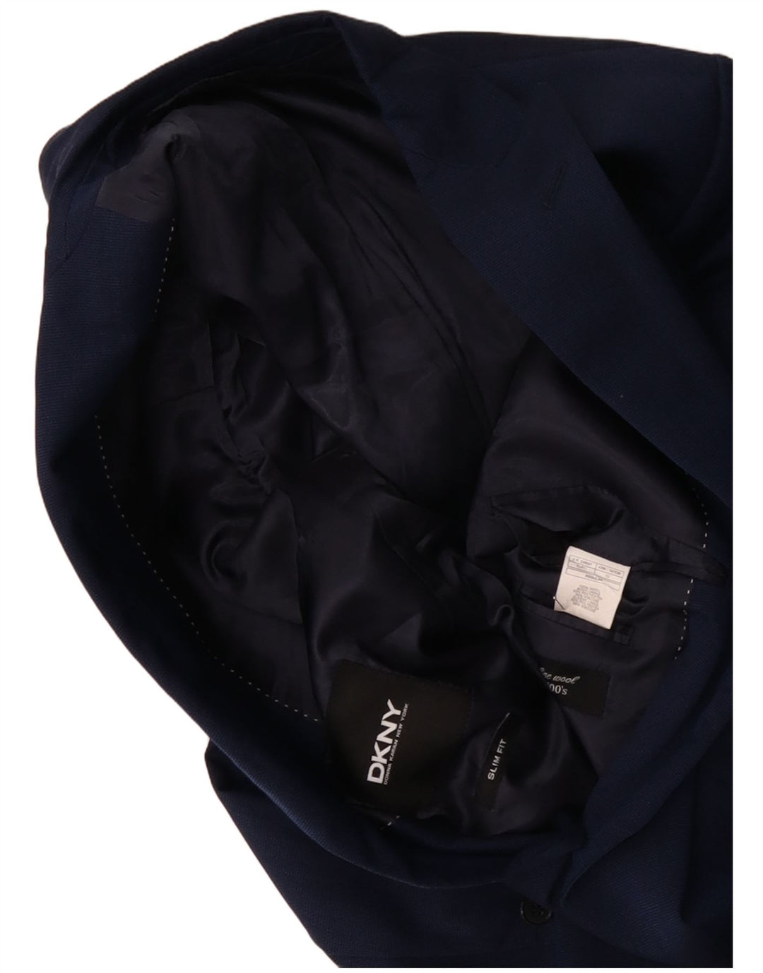 Jaqueta blazer masculina DKNY Slim Fit 2 botões IT 52 XL lã azul marinho