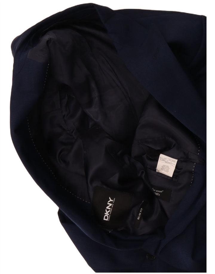 Jaqueta blazer masculina DKNY Slim Fit 2 botões IT 52 XL lã azul marinho