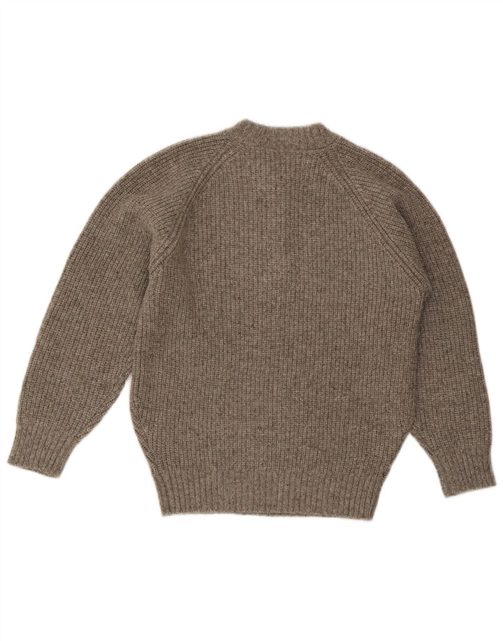 Suéter vintage masculino com gola redonda cinza médio