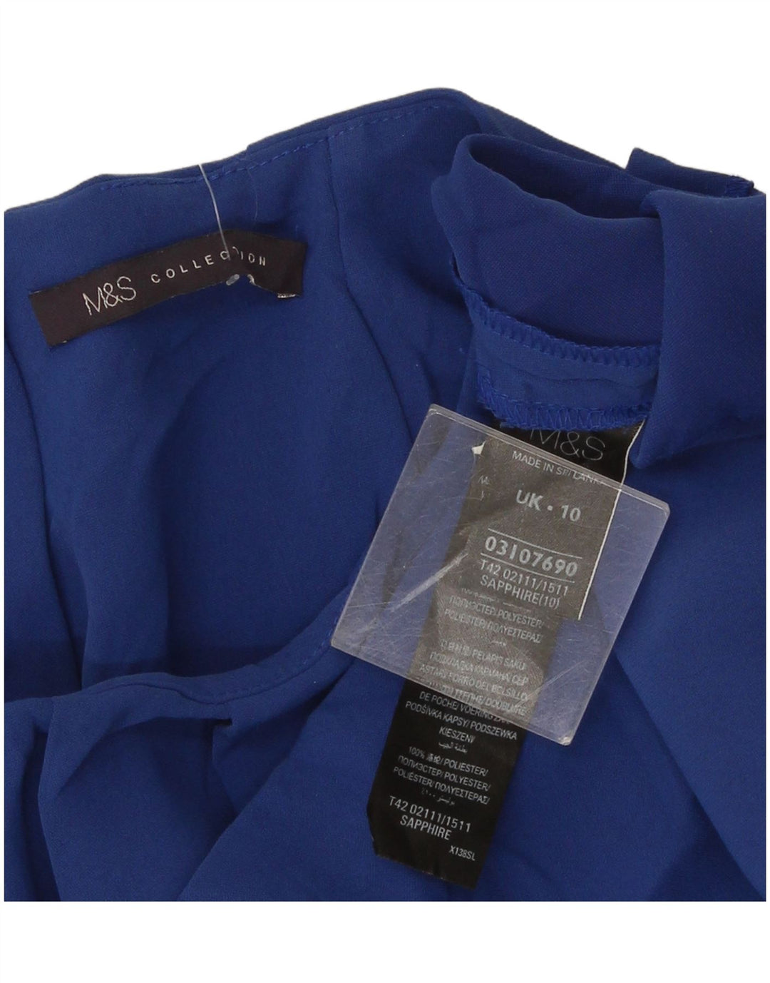 Vestido feminino Marks & Spencer UK 10 pequeno azul poliéster