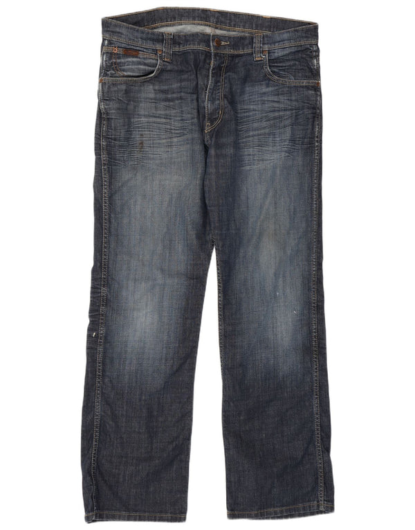 Wrangler Mens Roxboro Straight Jeans W36 L32 Azul Algodão