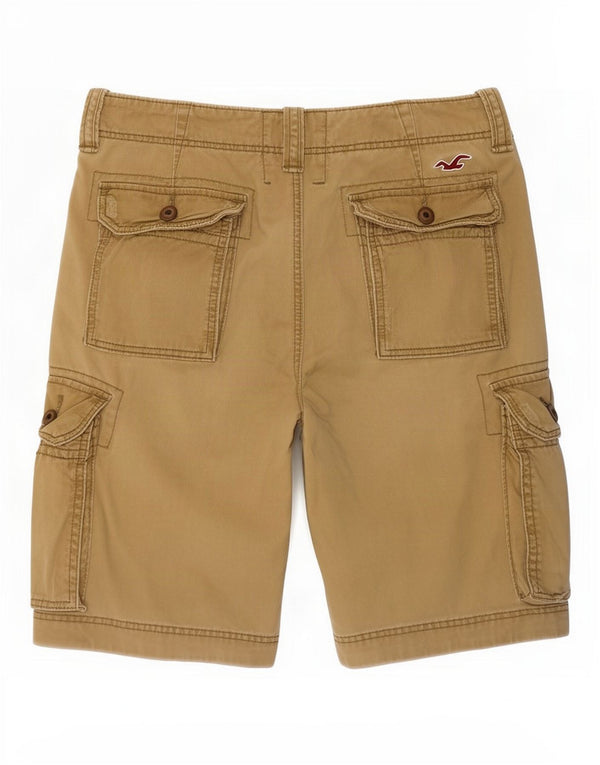 Hollister Mens Cargo Shorts Médio W31 Algodão Cáqui