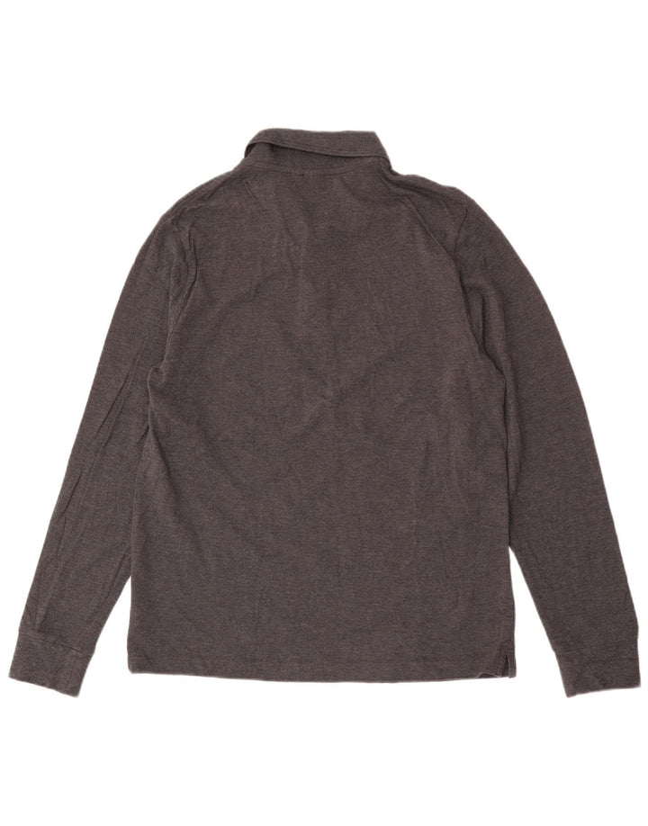 Camisa polo masculina de manga comprida John Lewis algodão cinza médio