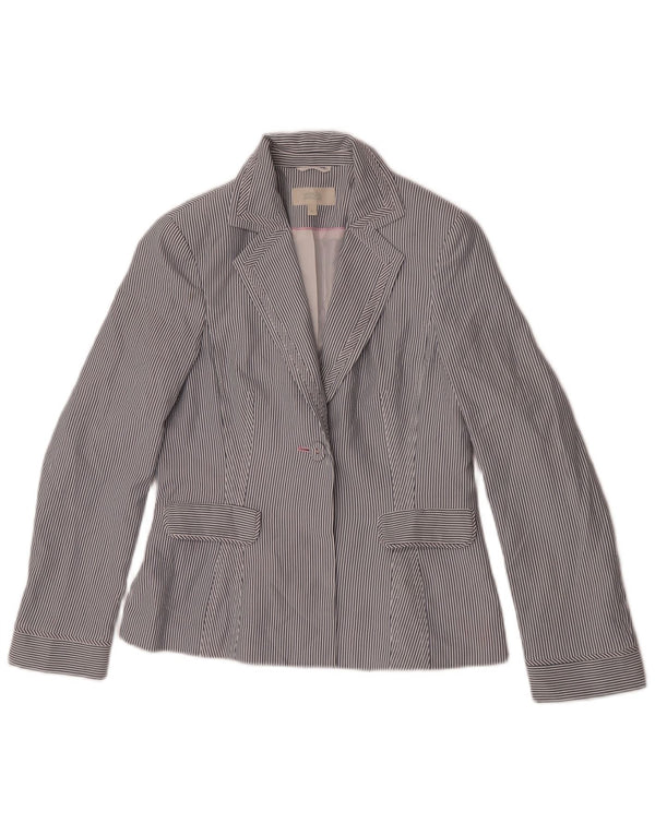 Jaqueta blazer feminina Marks & Spencer com 1 botão Reino Unido 10 listras azuis pequenas