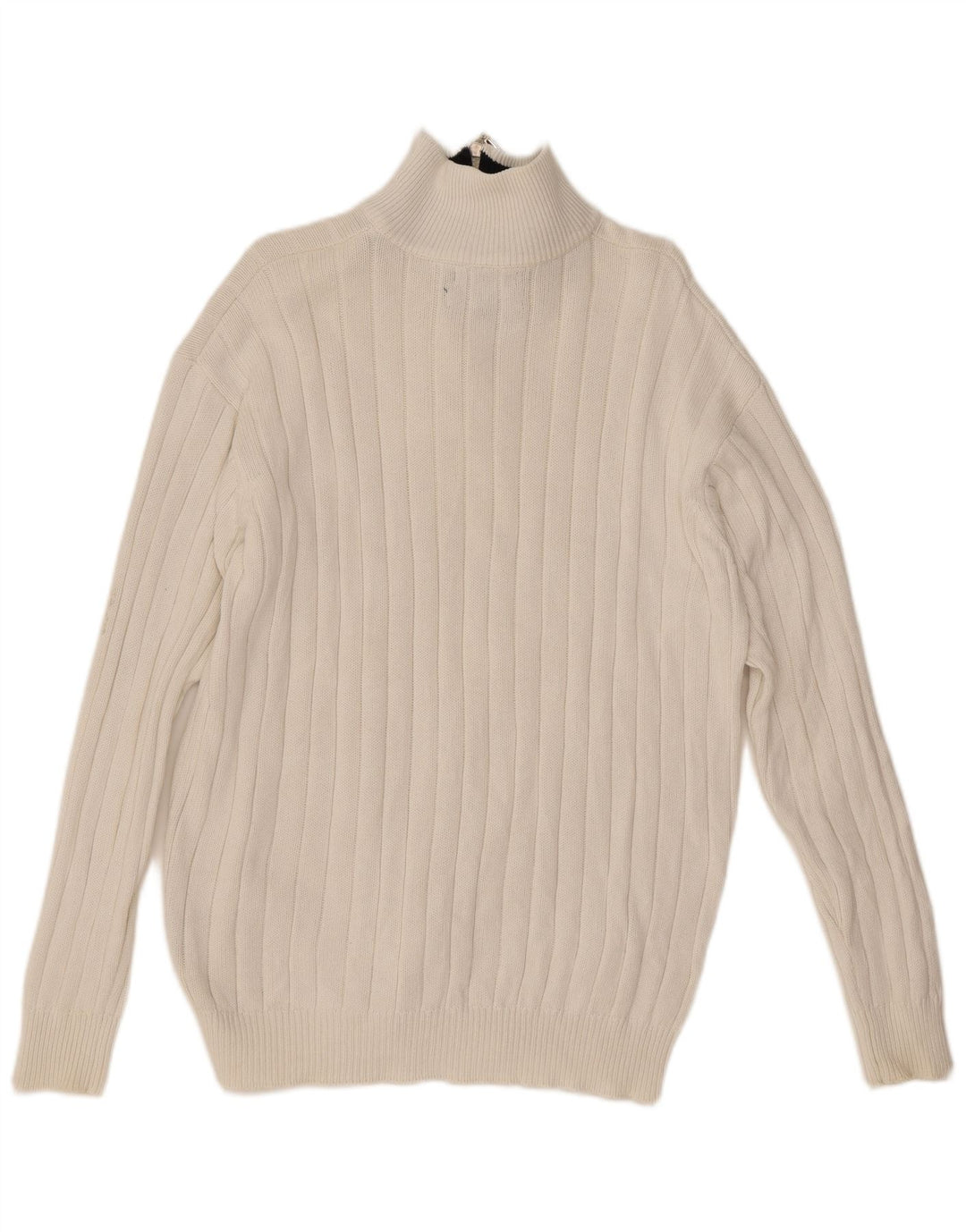 Suéter masculino Tommy Hilfiger com zíper e gola grande de algodão branco