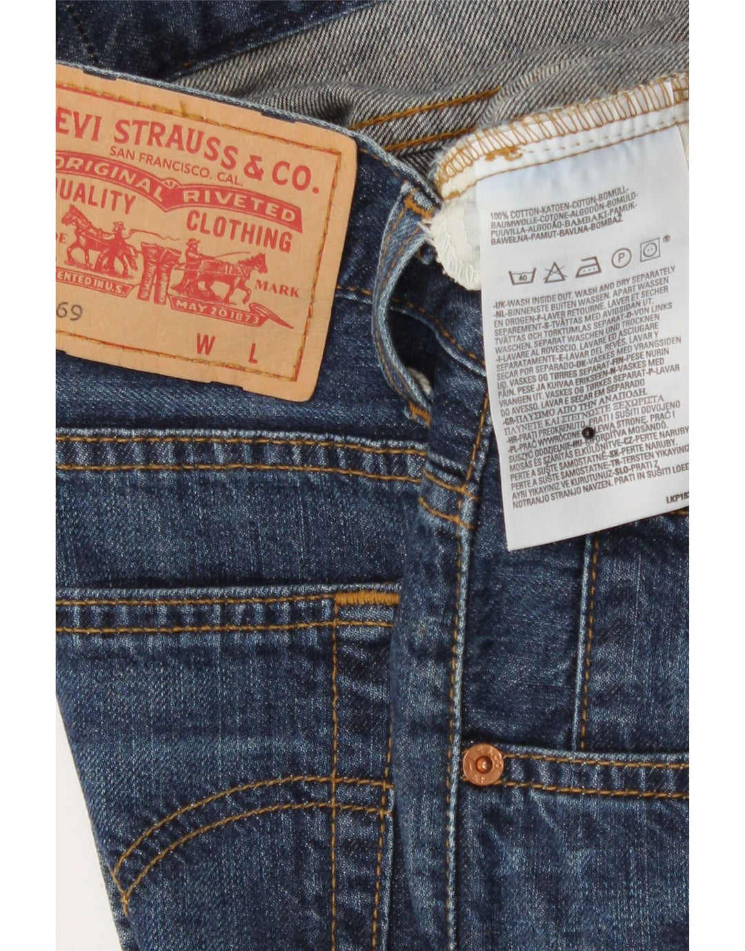 Saia jeans feminina 669 da Levi's W28 algodão azul marinho médio