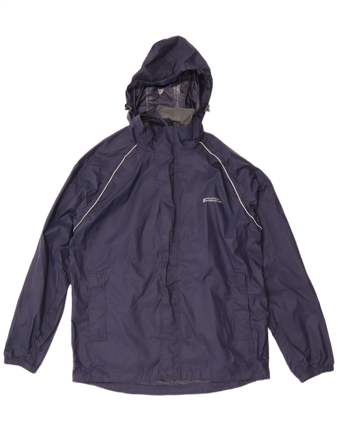 Jaqueta de chuva masculina com capuz Mountain Warehouse Reino Unido 38 nylon azul marinho médio