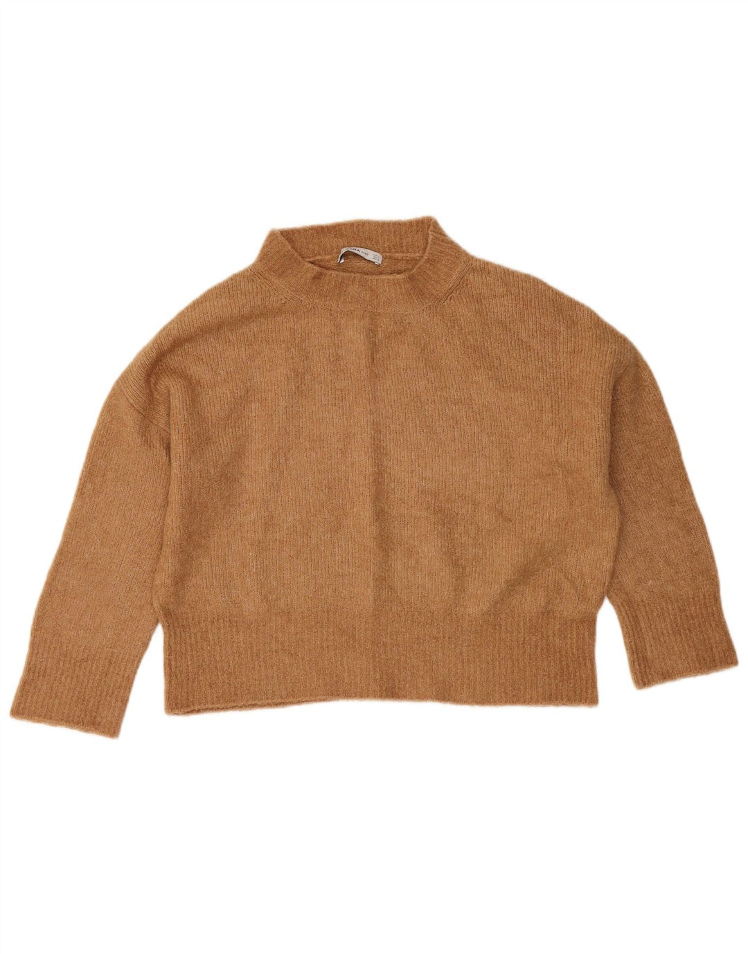 Suéter feminino Zara com gola alta e gola alta, Reino Unido 10 pequeno bege