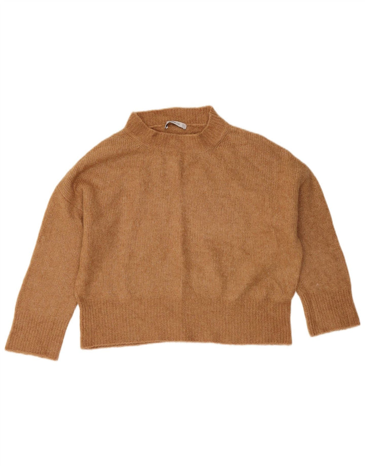 Suéter feminino Zara com gola alta e gola alta, Reino Unido 10 pequeno bege