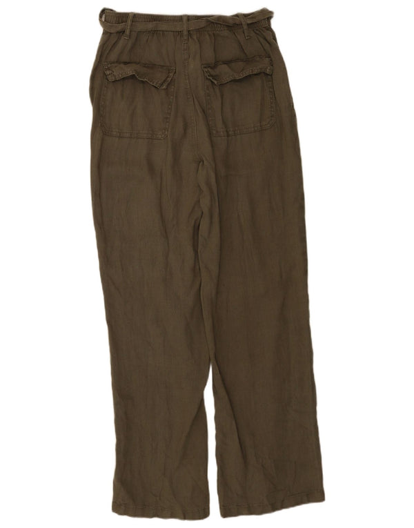 Calça chino reta feminina Marks & Spencer Reino Unido 8 pequena W26 L30 cáqui