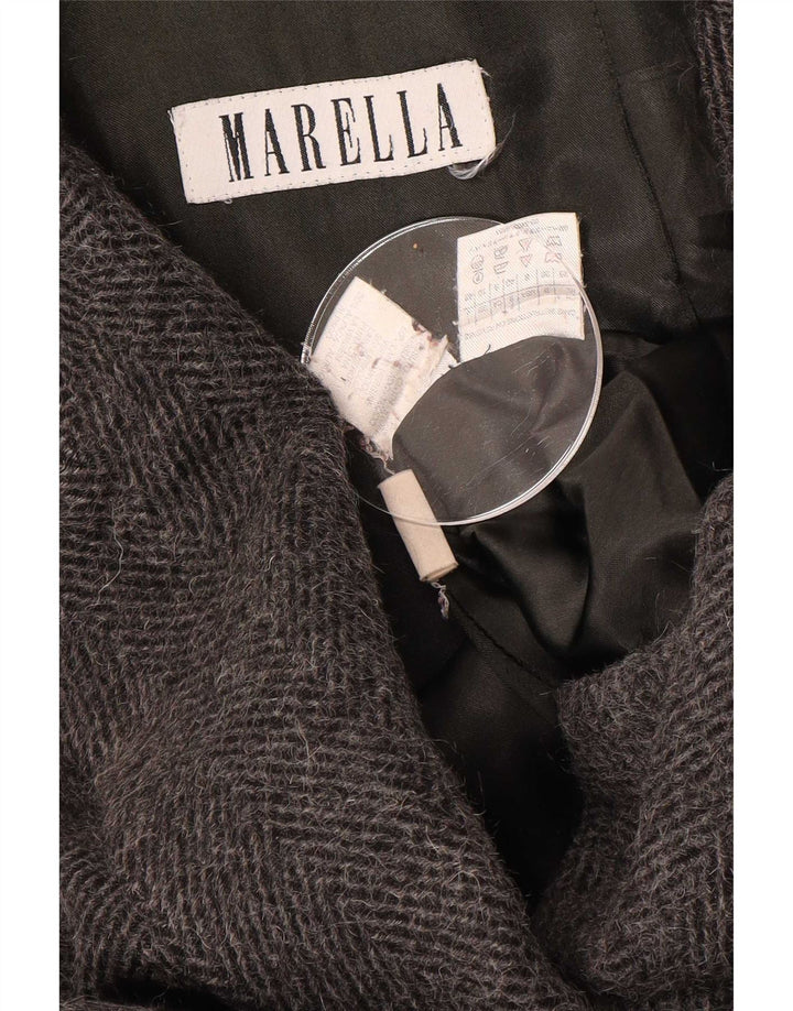 Sobretudo feminino oversized Marella Reino Unido 10 lã espinha de peixe cinza pequena