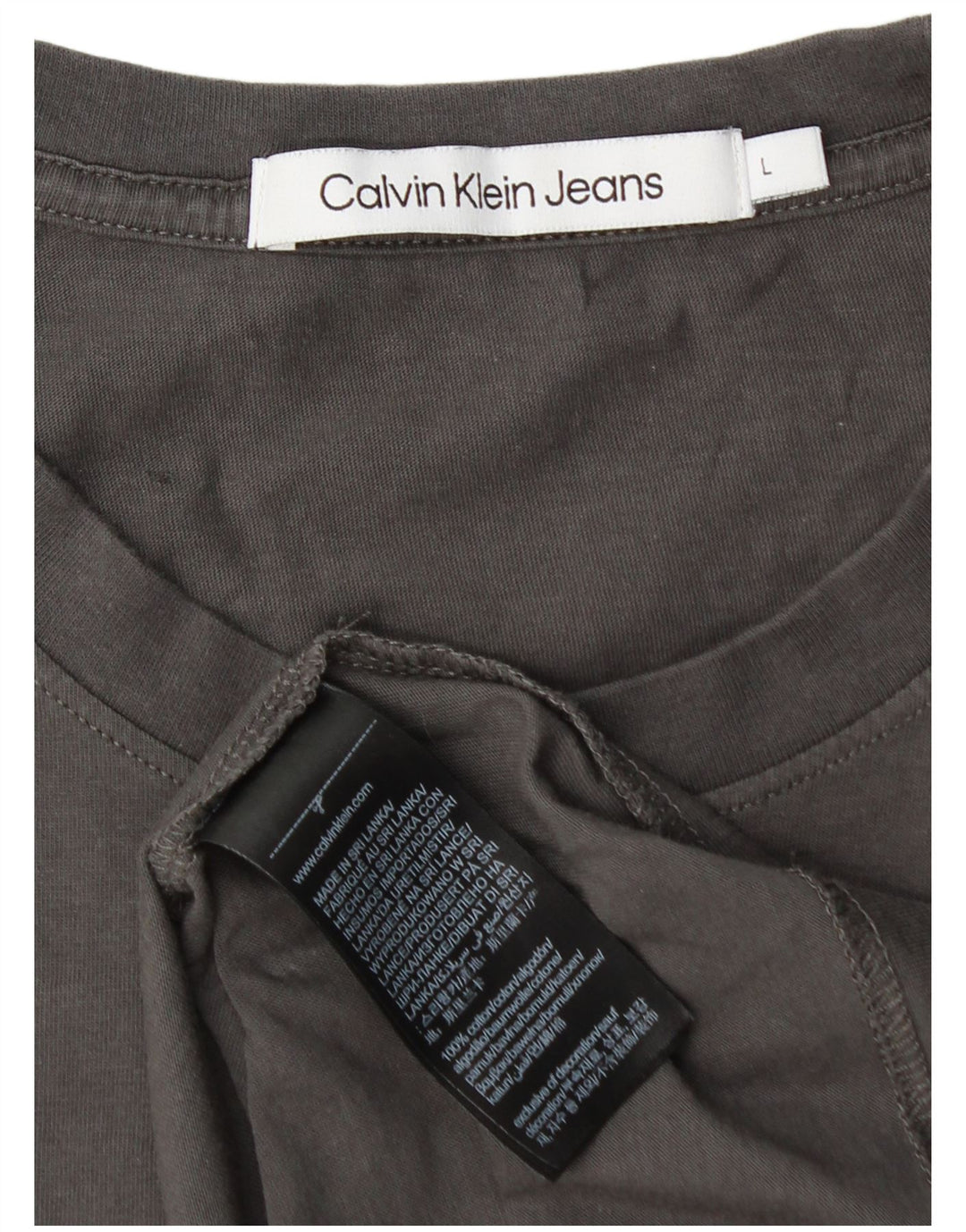 Camiseta masculina CALVIN KLEIN JEANS com estampa gráfica grande de algodão cinza