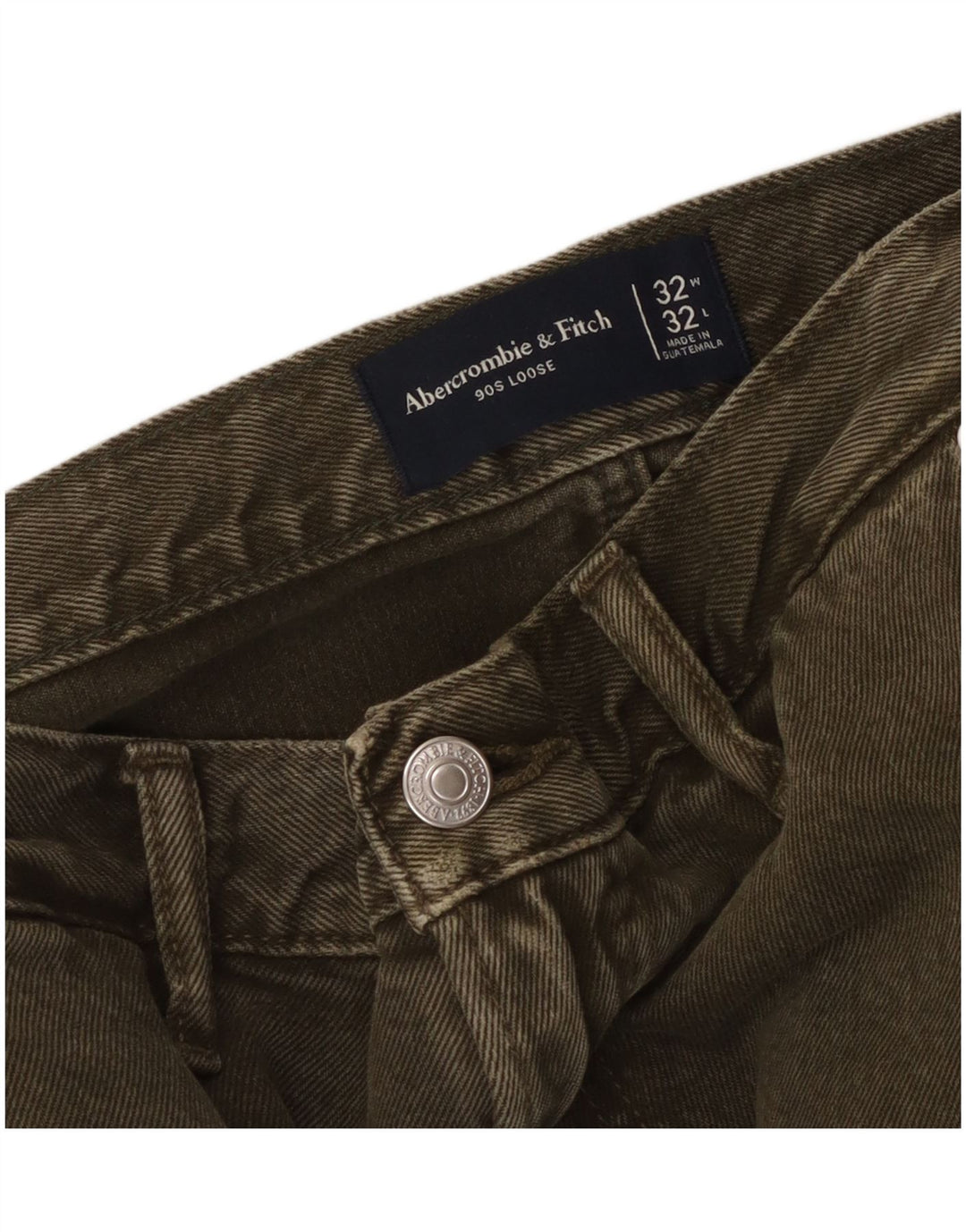 Calça cargo masculina ABERCROMBIE & FITCH folgada W32 L32 cáqui anos 90