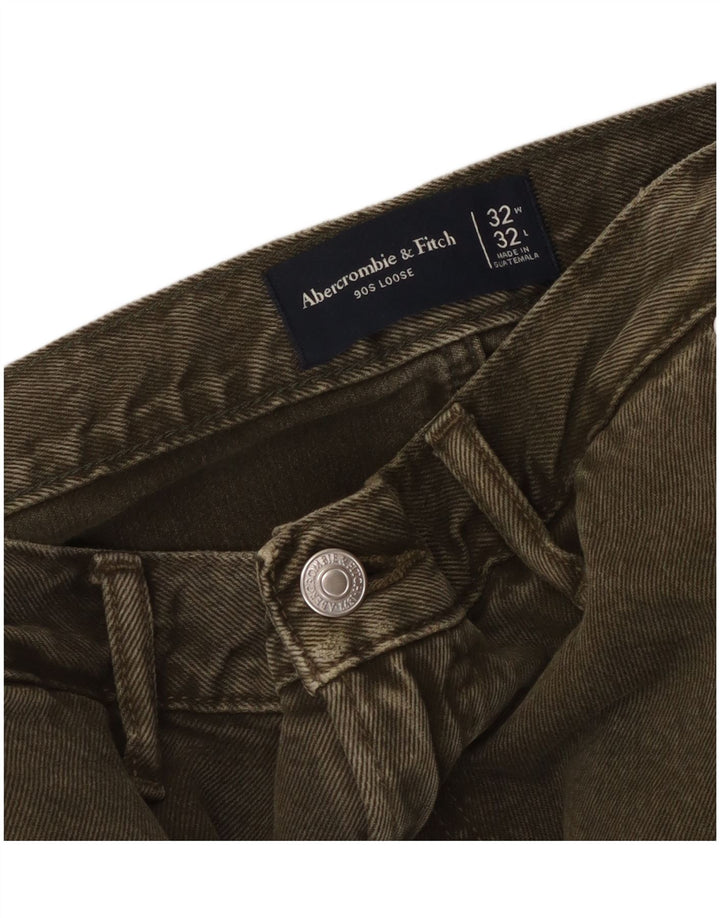 Calça cargo masculina ABERCROMBIE & FITCH folgada W32 L32 cáqui anos 90