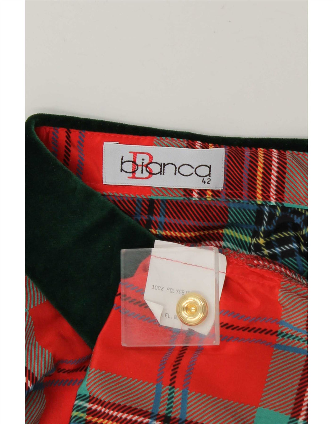 Camisa feminina Bianca folgada IT 42 poliéster xadrez vermelho médio