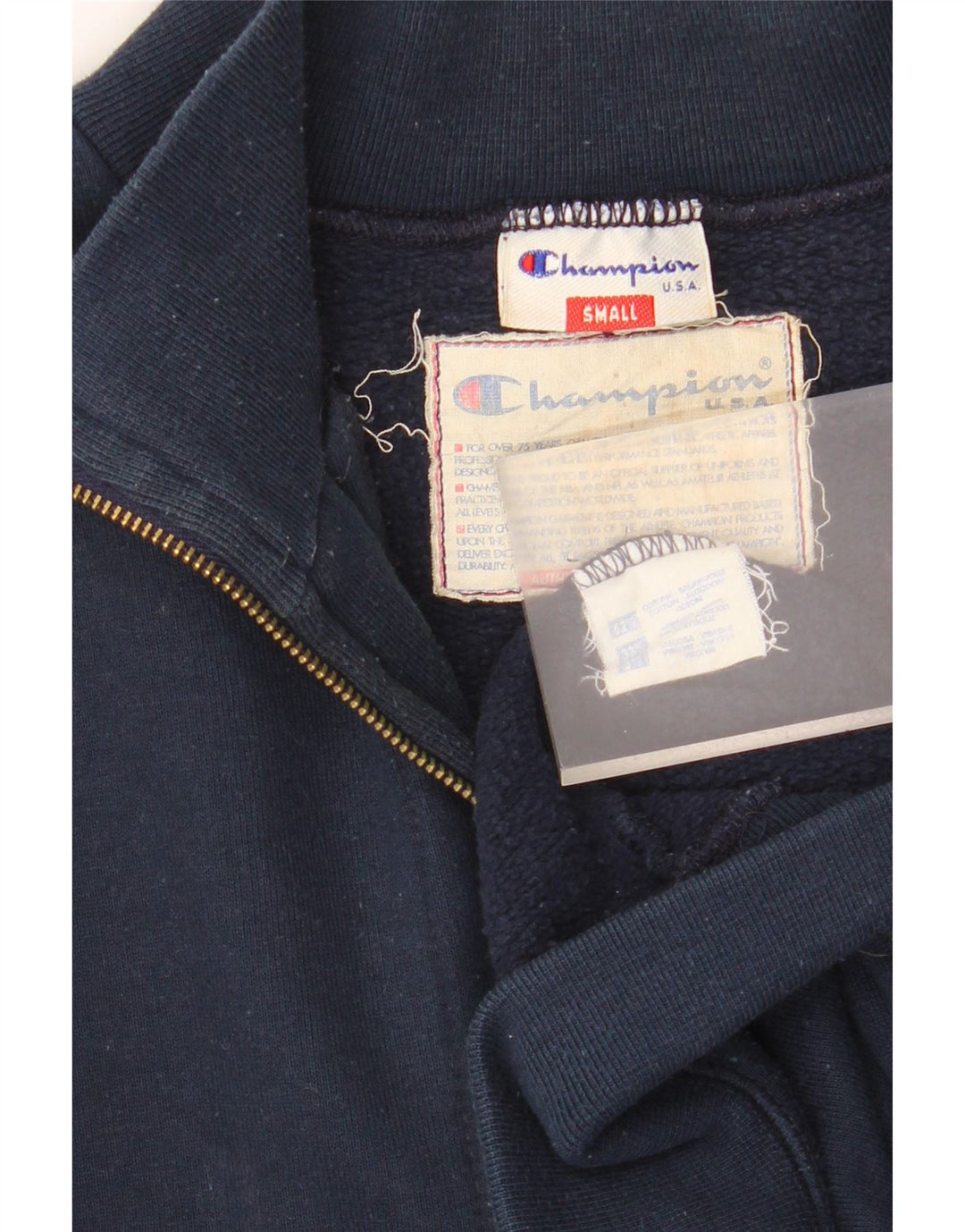 CHAMPION Suéter feminino oversized com gola e zíper Reino Unido 10 pequeno azul marinho