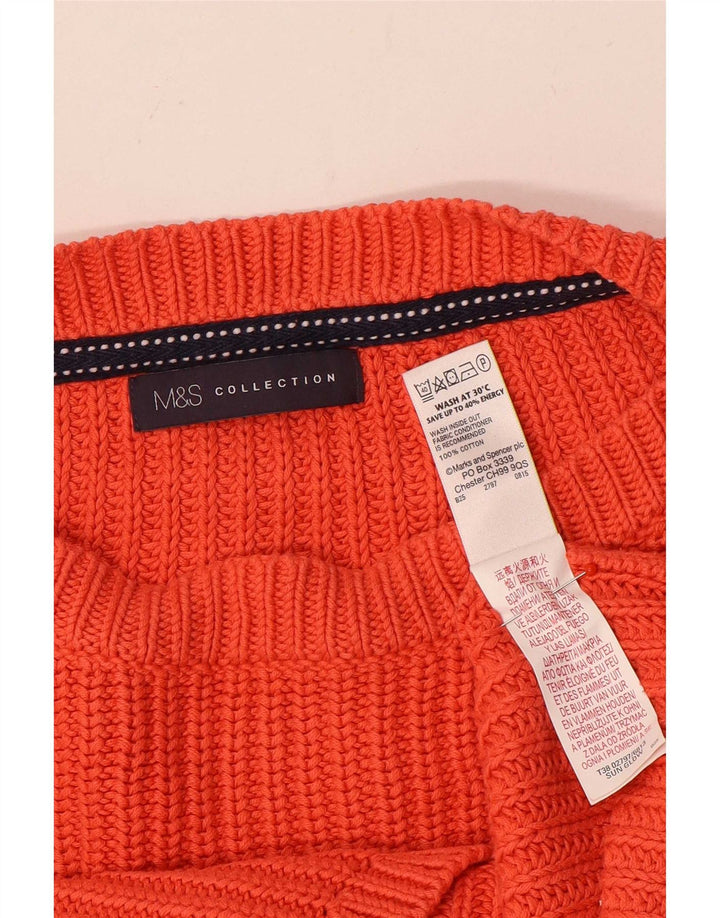 Suéter feminino Marks & Spencer com gola canoa Reino Unido 12 algodão laranja médio