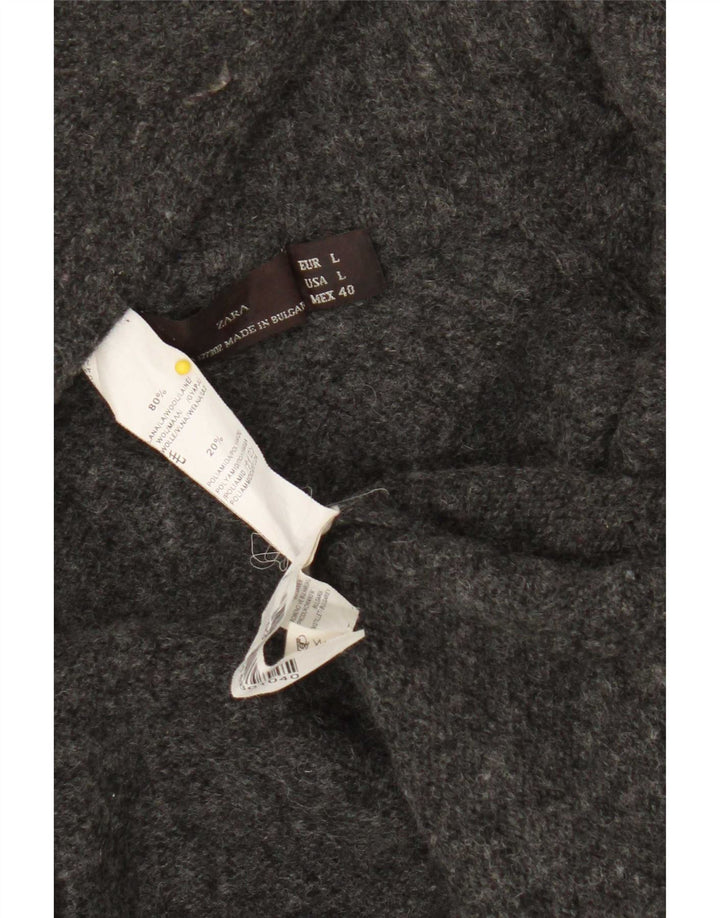 Suéter cardigã masculino Zara grande lã cinza