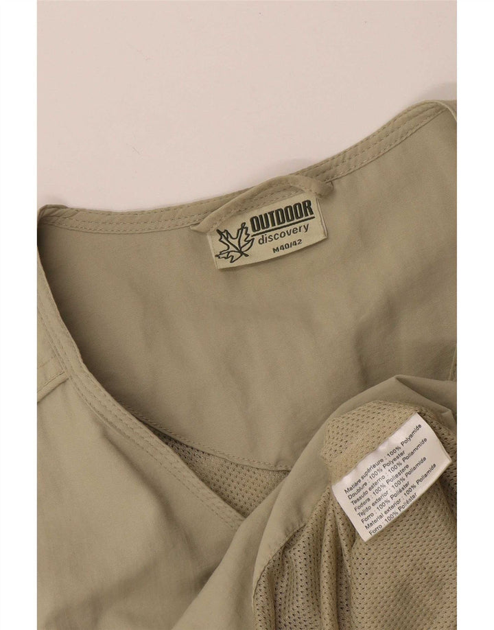 Colete utilitário masculino vintage UK 40/42 poliéster bege médio
