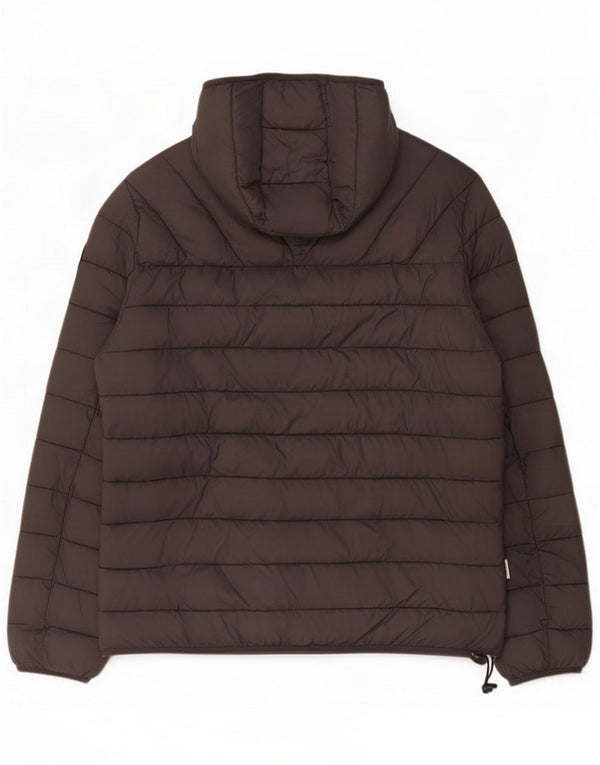 Napapijri Jaqueta masculina acolchoada com capuz UK 44 2XL Poliamida cinza