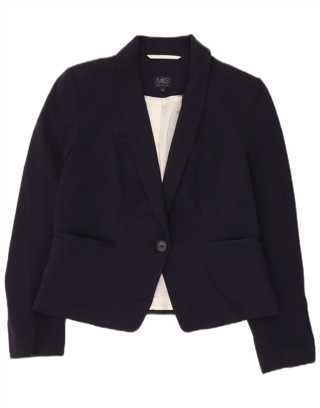 Jaqueta Blazer Feminina Marks & Spencer Crop 1 Botão Reino Unido 12 Médio Azul Marinho