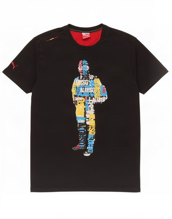 Puma Mens Graphic T-Shirt Top 2XL Algodão Preto